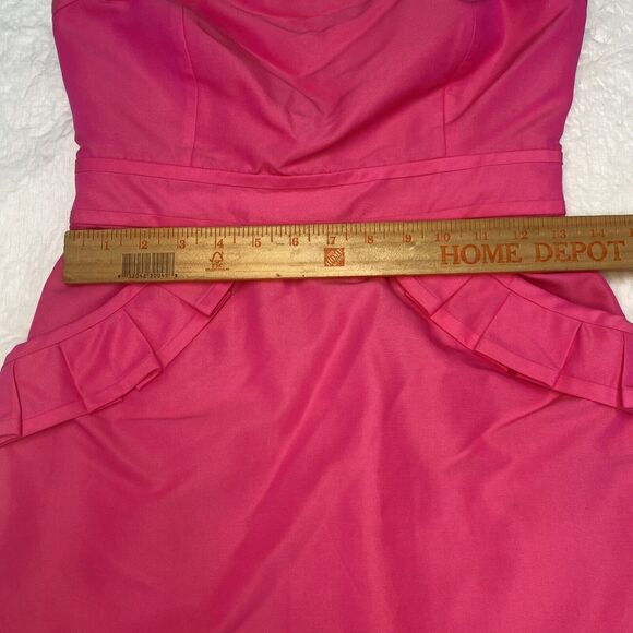 J Crew Mini Dress Size 2 Hot Pink Flamenco Pockets Lined Barbiecore Silk Cotton - Picture 6 of 15